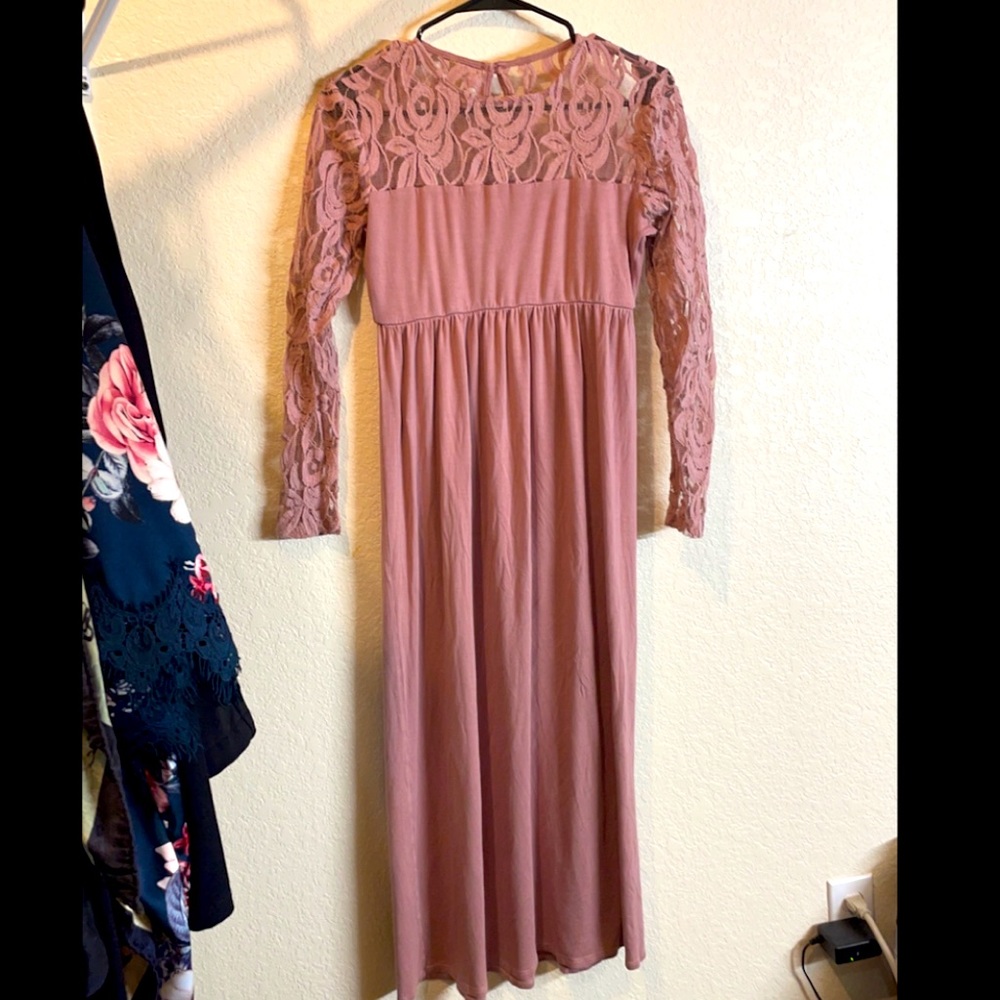Pink Blush Lace Sleeve Dress